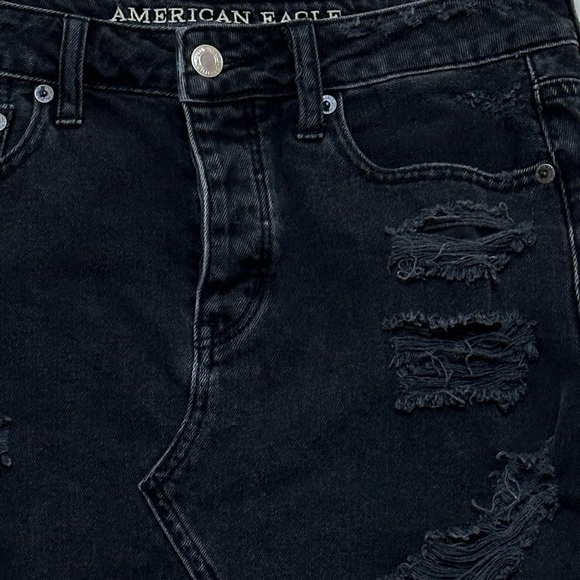 American Eagle Outfitters Distressed Destroyed Denim Miniskirt Button Fly Size 4 - Picture 3 of 7